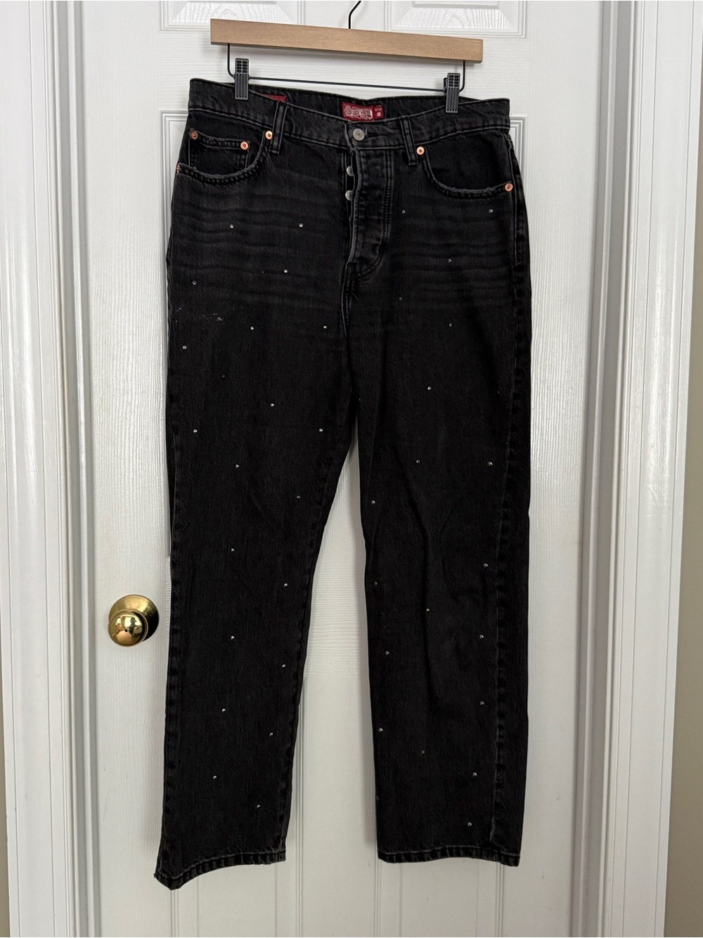 Lucky Brand Black Straight Leg Jeans with Stud Detailing